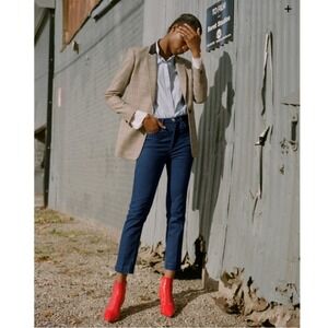 Rag‎ & Bone High Rise Dark Wash Denim Jeans Straight Leg  Cuffed Ankle